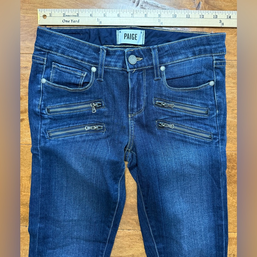 PAIGE Edgemont Zip Detail Skinny Jeans Dark Wash Size 25 NWT - Picture 3 of 11